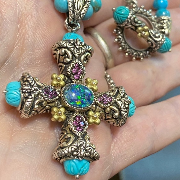 Barbara Bixby Opal Turquoise Cross NWOT - Picture 6 of 14